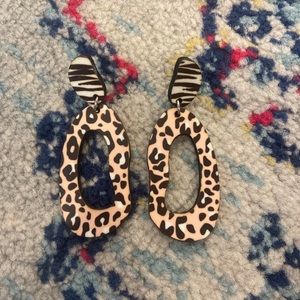 Vintage Funky Wood Dangle Earrings